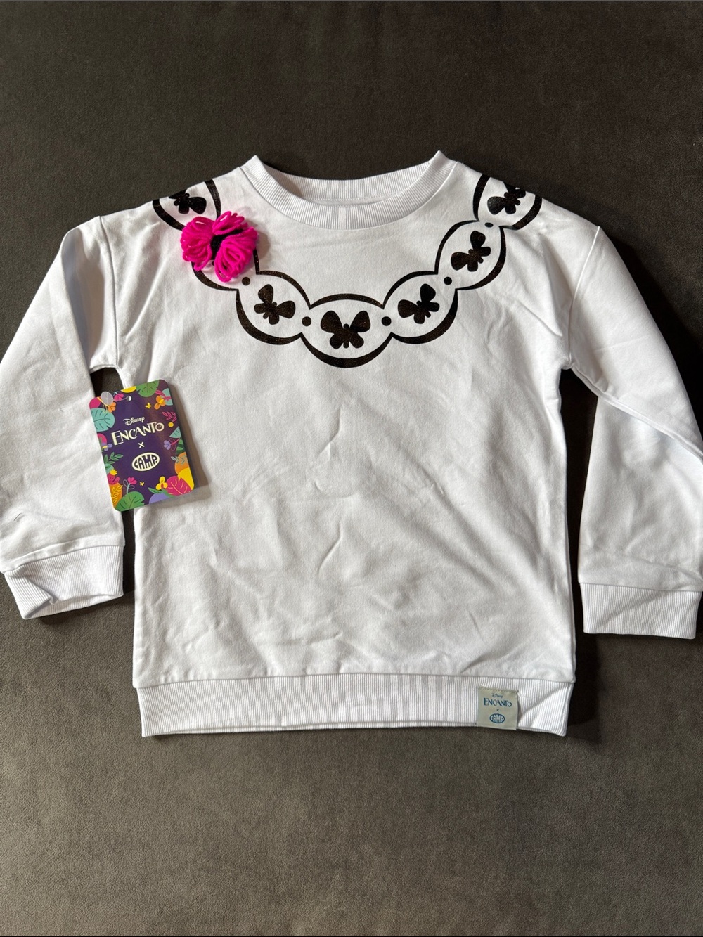 Girls Disney Encanto x CAMP Mirabel White Sweatshirt Butterflies Size M 7/8 RARE